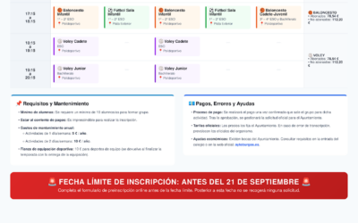 ¡Inscripciones abiertas! Actividades Deportivas del Ayuntamiento para Secundaria y Bachillerato (Curso 2026–2027)